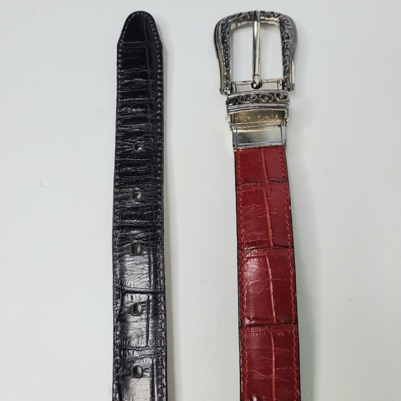 Brighton Interchangeable Red Black Leather Western Vintage Belt - Picture 5 of 11